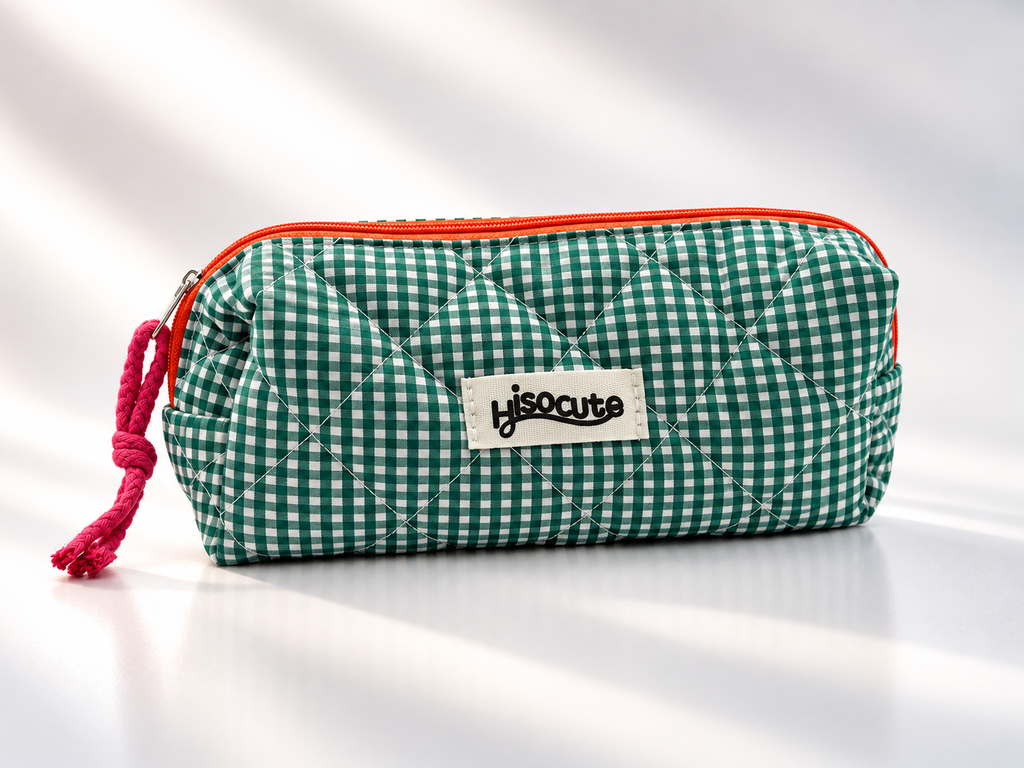 [EST-TEM-0001-VEP] Estuche de Tela a Cuadros Multiusos (Verde Pastel)