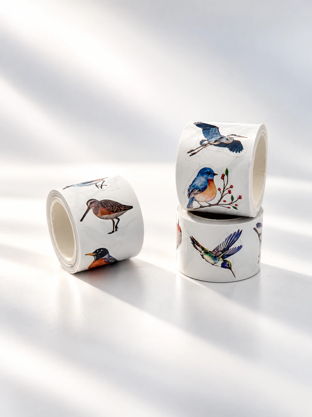 [STI-PAJ-0002] Rollo de Stickers Ilustrados de Aves (100 pzs)