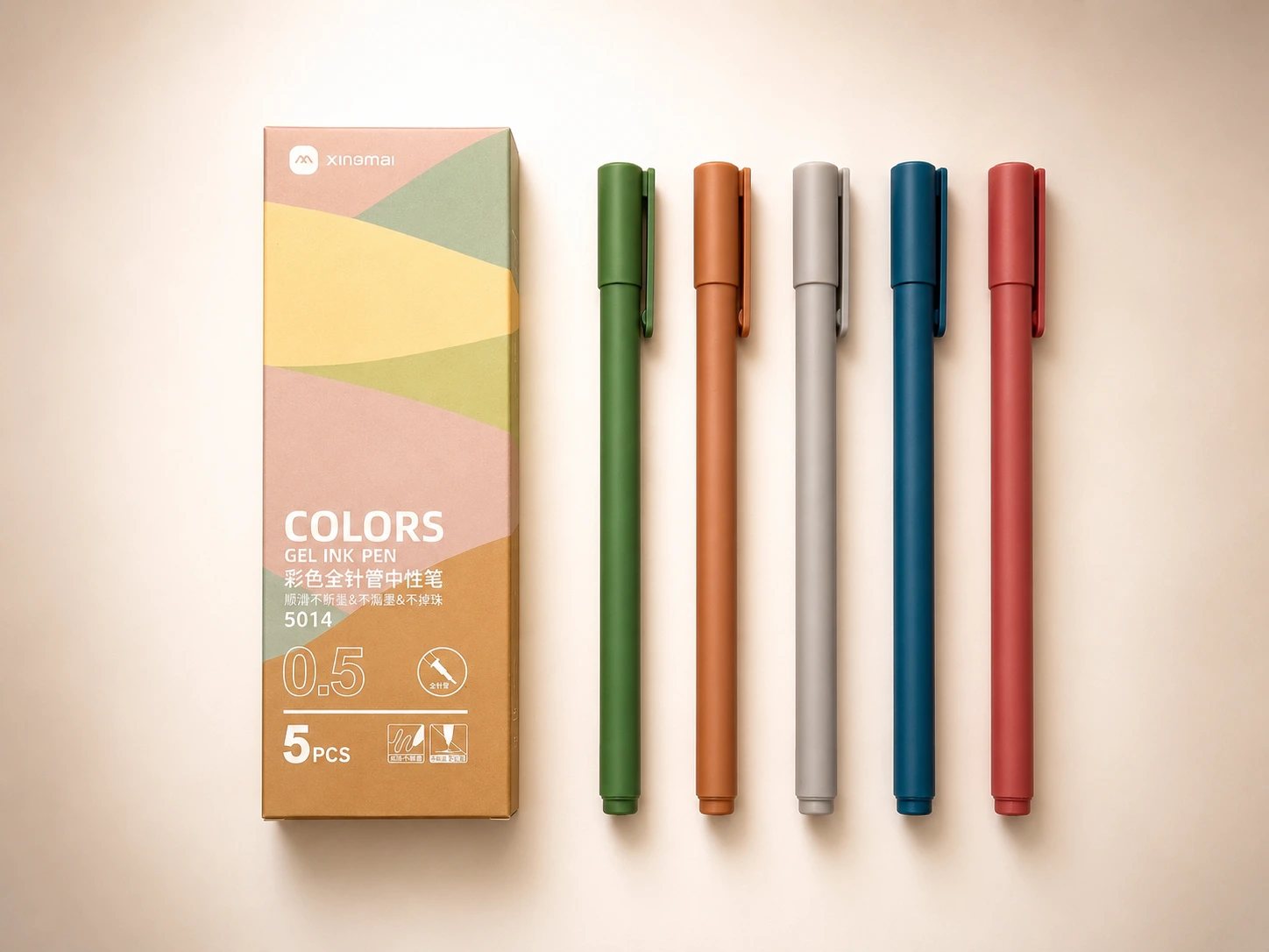 Set de Bolígrafos Gel Punta Fina 0.5 mm - Colores Tierra (5 Pzas)