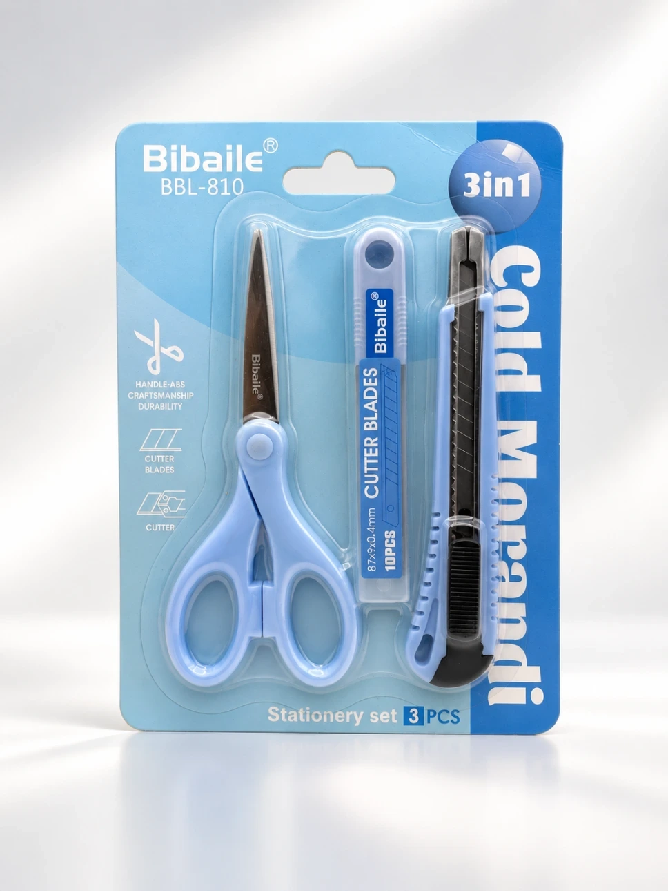 [SCOT-BIBA-0001-AZU] Set de Corte con Tijeras y Cutter (3 piezas) (Azul)